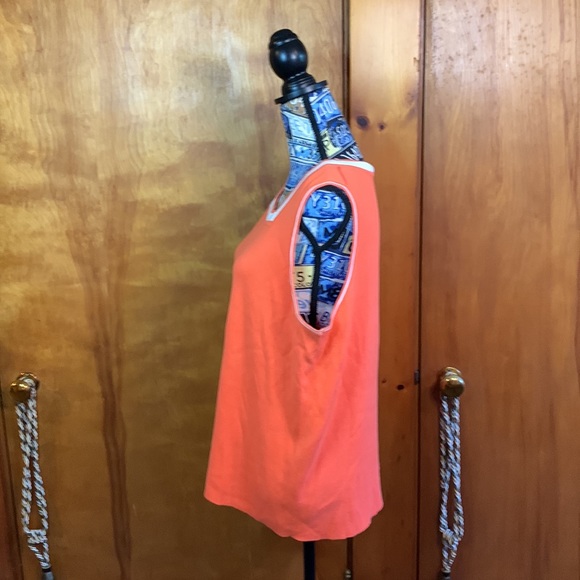 Evie Woman Sleeveless Cotton Blend Sweater. 2X.  Orange With White Trim. - Picture 4 of 6